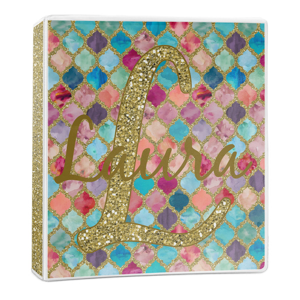 Custom Glitter Moroccan Watercolor 3-Ring Binder - 1 inch