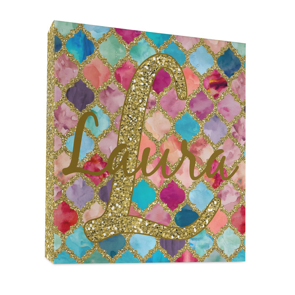 Custom Glitter Moroccan Watercolor 3 Ring Binder - Full Wrap - 1"