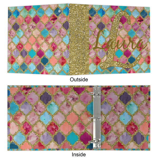 Glitter Moroccan Watercolor 3 Ring Binders - Full Wrap - 2" - APPROVAL
