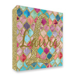 Glitter Moroccan Watercolor 3 Ring Binder - Full Wrap - 2"