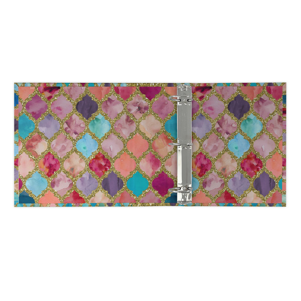 Glitter Moroccan Watercolor 3 Ring Binders - Full Wrap - 2" - OPEN INSIDE
