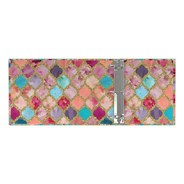 Glitter Moroccan Watercolor 3 Ring Binders - Full Wrap - 3" - OPEN INSIDE