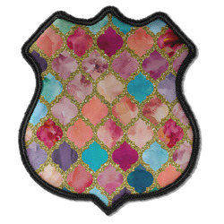 Glitter Moroccan Watercolor Iron On Shield Patch C