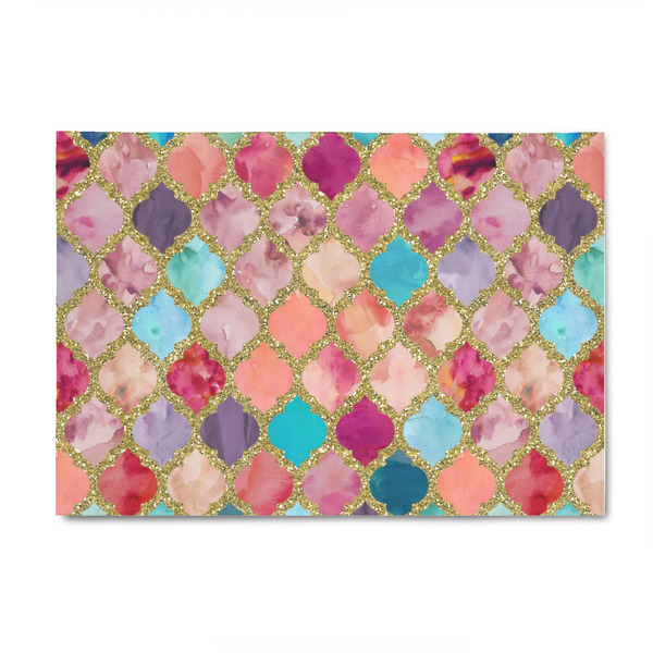 Custom Glitter Moroccan Watercolor 4' x 6' Indoor Area Rug