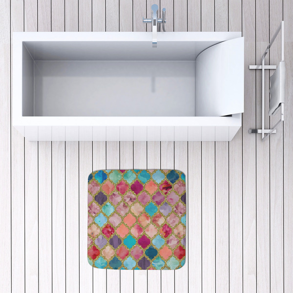 Glitter Moroccan Watercolor 48x48 Foam Memory Mat - LIFESTYLE