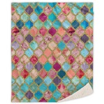 Glitter Moroccan Watercolor Sherpa Throw Blanket