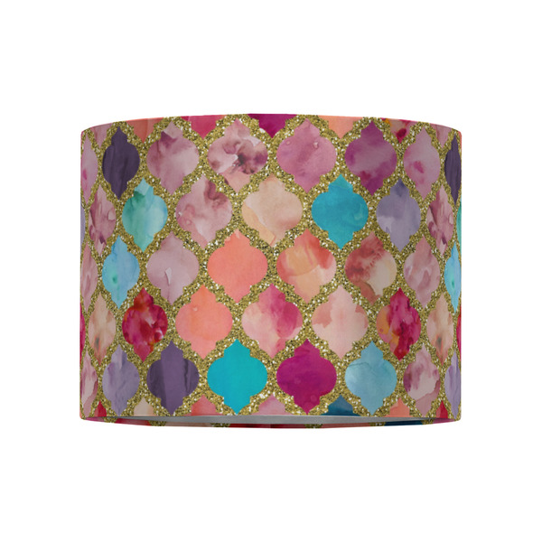 Glitter Moroccan Watercolor 8" Drum Lampshade - FRONT (Fabric)