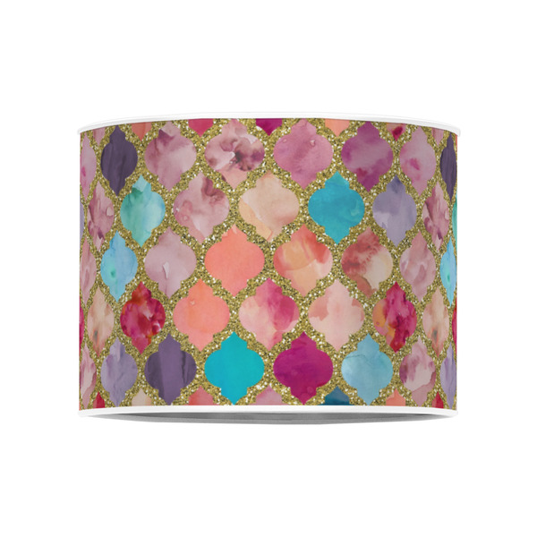 Glitter Moroccan Watercolor 8" Drum Lampshade - FRONT (Poly Film)