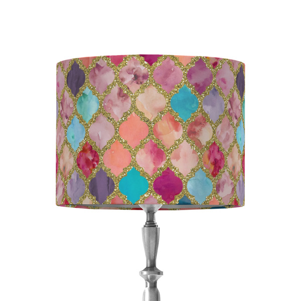 Custom Glitter Moroccan Watercolor 8" Drum Lamp Shade - Fabric