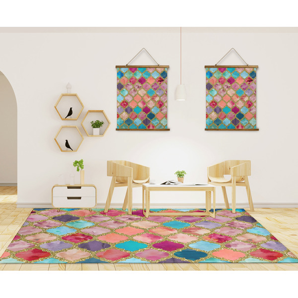 Glitter Moroccan Watercolor 8'x10' Indoor Area Rugs - IN CONTEXT