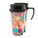 Glitter Moroccan Watercolor Acrylic Travel Mug