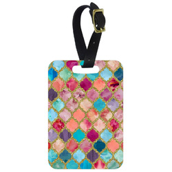 Glitter Moroccan Watercolor Metal Luggage Tag