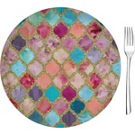 Glitter Moroccan Watercolor 8" Glass Appetizer / Dessert Plates - Single or Set