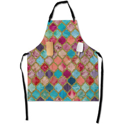 Glitter Moroccan Watercolor Apron With Pockets