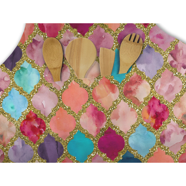 Glitter Moroccan Watercolor Apron - Pocket Detail with Props