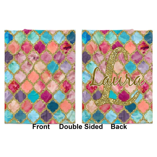 Glitter Moroccan Watercolor Baby Blanket (Double Sided - Printed Front and Back)