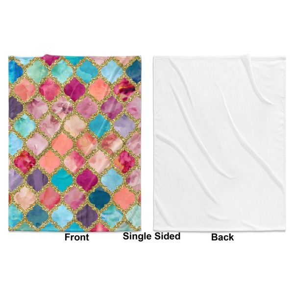Glitter Moroccan Watercolor Baby Blanket (Single Sided - Printed Front, White Back)