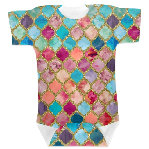 Custom Glitter Moroccan Watercolor Baby Bodysuit 3-6