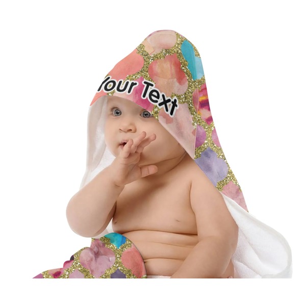 Glitter Moroccan Watercolor Baby Hooded Towel on Child