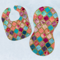 Glitter Moroccan Watercolor Baby Bib & Burp Set