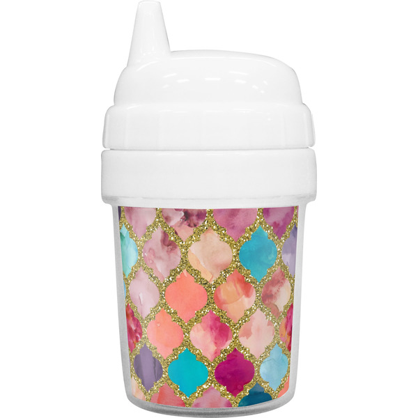 Custom Glitter Moroccan Watercolor Baby Sippy Cup