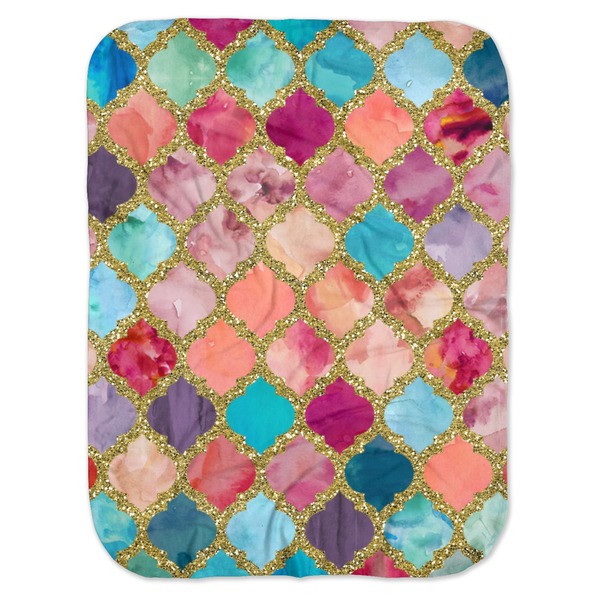 Custom Glitter Moroccan Watercolor Baby Swaddling Blanket