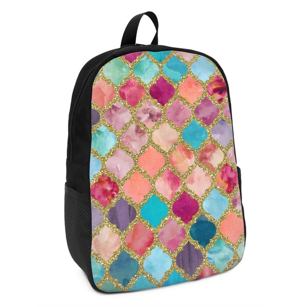 Custom Glitter Moroccan Watercolor Kids Backpack