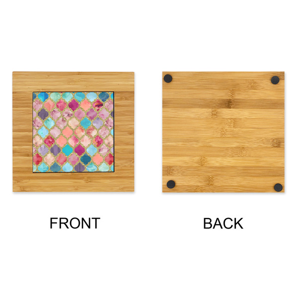 Glitter Moroccan Watercolor Bamboo Trivet with 6" Tile - APPROVAL