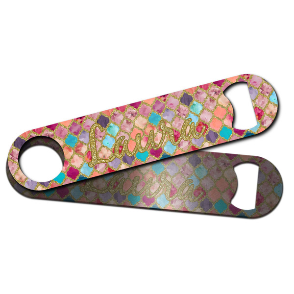 Glitter Moroccan Watercolor Bar Bottle Opener - Main
