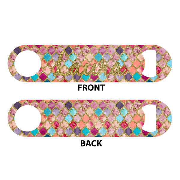 Glitter Moroccan Watercolor Bar Bottle Opener - White - Approval