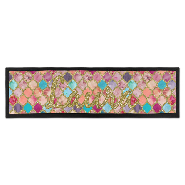 Custom Glitter Moroccan Watercolor Bar Mat - Large