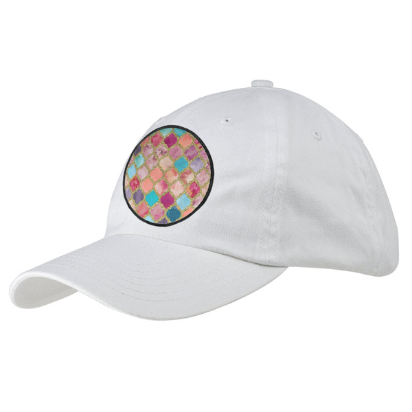 Custom Glitter Moroccan Watercolor Baseball Cap - White