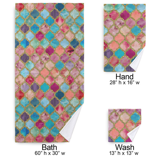 Glitter Moroccan Watercolor Bath Towel Sets - 3-piece - Approval