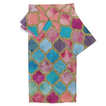 Glitter Moroccan Watercolor Bath Towel Set - 3 Pcs
