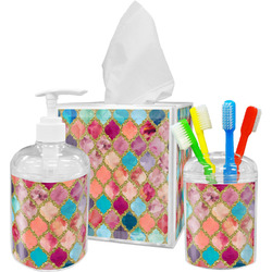 Glitter Moroccan Watercolor Acrylic Bathroom Accessories Set