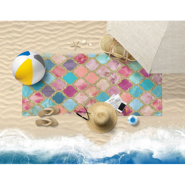 Glitter Moroccan Watercolor Beach Towel Lifestyle