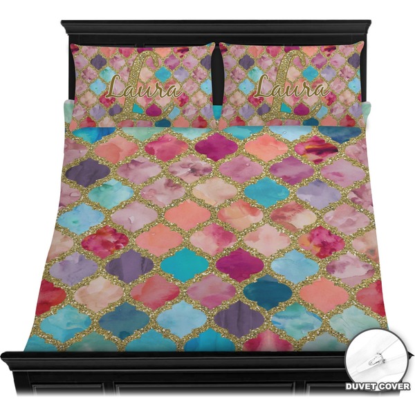 Glitter Moroccan Watercolor Bedding Set (Queen) - Duvet