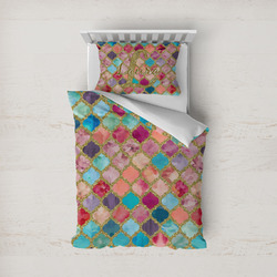 Glitter Moroccan Watercolor Duvet Cover Set - Twin
