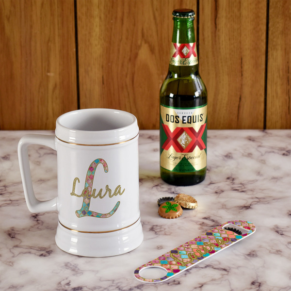 Glitter Moroccan Watercolor Beer Stein - In Context
