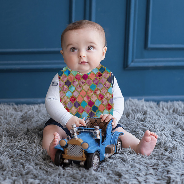 Glitter Moroccan Watercolor Bib Lifestyle Boy