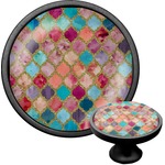 Glitter Moroccan Watercolor Cabinet Knob (Black)