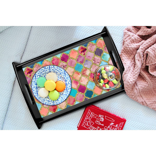Glitter Moroccan Watercolor Black Tray - Lifestyle (UPDATED)