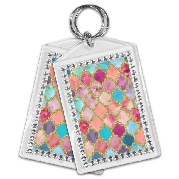 Glitter Moroccan Watercolor Bling Keychain - MAIN