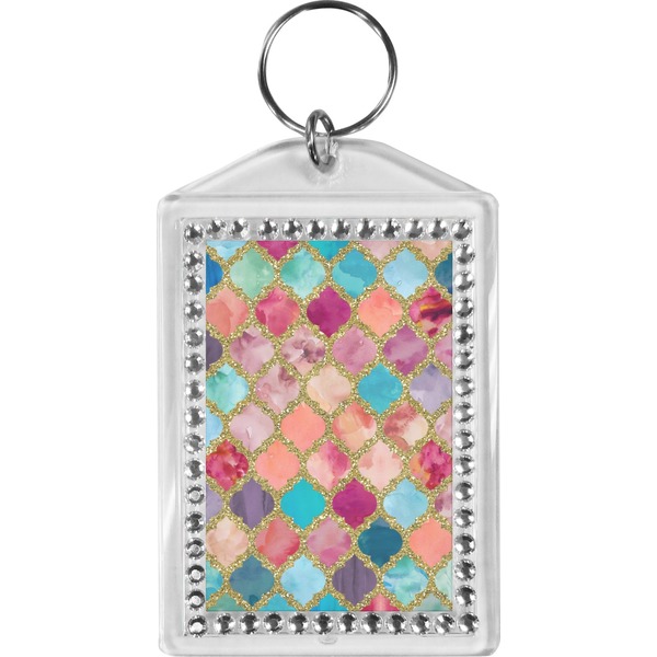 Custom Glitter Moroccan Watercolor Bling Keychain