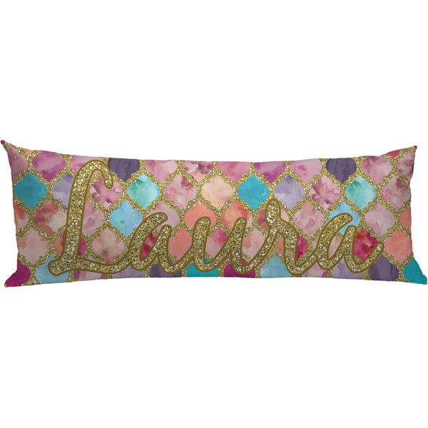 Custom Glitter Moroccan Watercolor Body Pillow Case