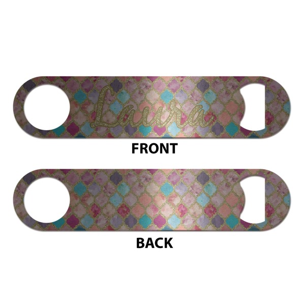 Glitter Moroccan Watercolor Bottle Opener - Front & Back