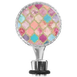 Glitter Moroccan Watercolor Wine Bottle Stopper