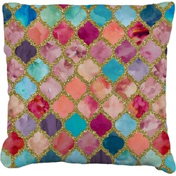 Glitter Moroccan Watercolor Faux-Linen Throw Pillow 20"