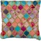 Glitter Moroccan Watercolor Faux-Linen Throw Pillow 20"