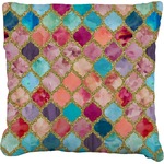 Glitter Moroccan Watercolor Faux-Linen Throw Pillow 26"